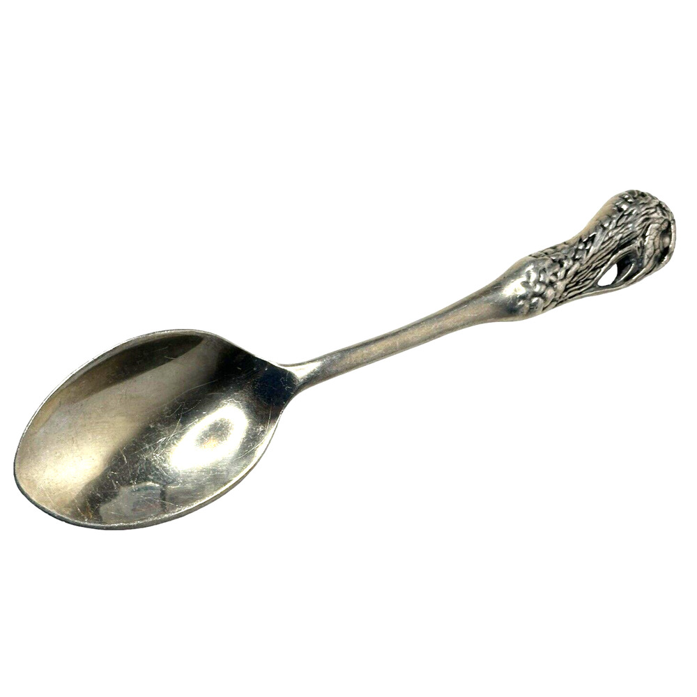 Unique 14" Hand Forged Turkey Serving Spoon Pewter Turkey Head Handle